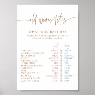 Alte Ehefrauen - Karte   Boho Gender Reveal Game Poster
