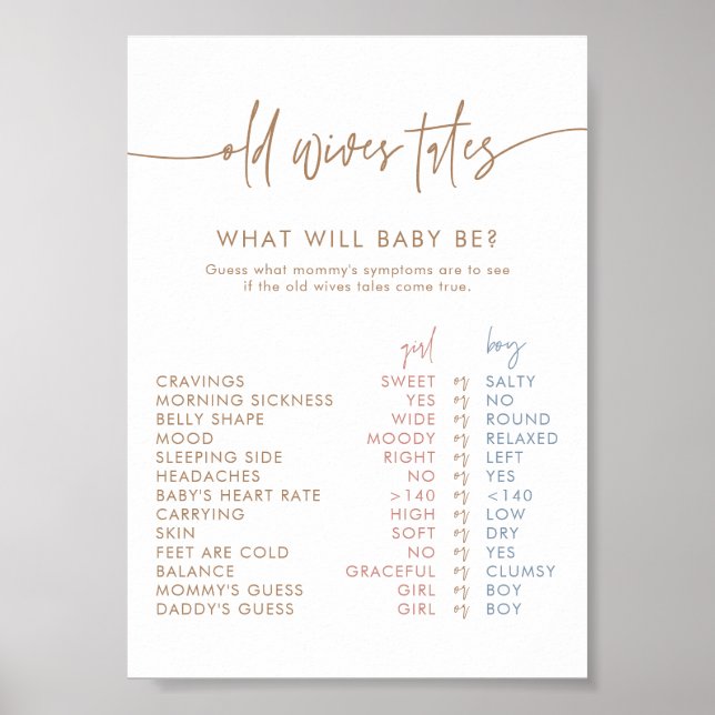 Alte Ehefrauen - Karte | Boho Gender Reveal Game Poster (Vorne)