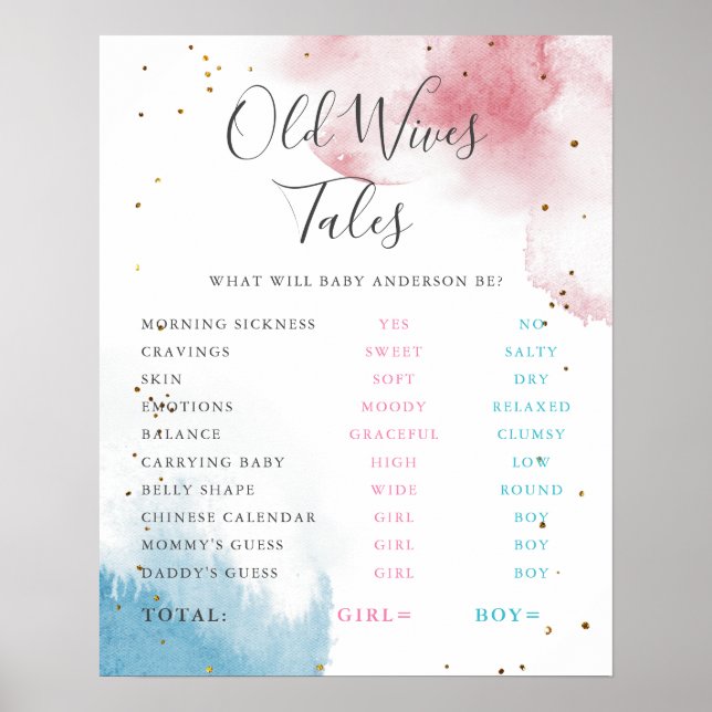 Alte Ehefrauen Tales Pink Blue Aquarell Splash Zei Poster (Vorne)