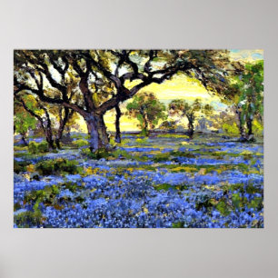 Alte Eiche und Bluebonnets - Onderdonk Kunst Poster