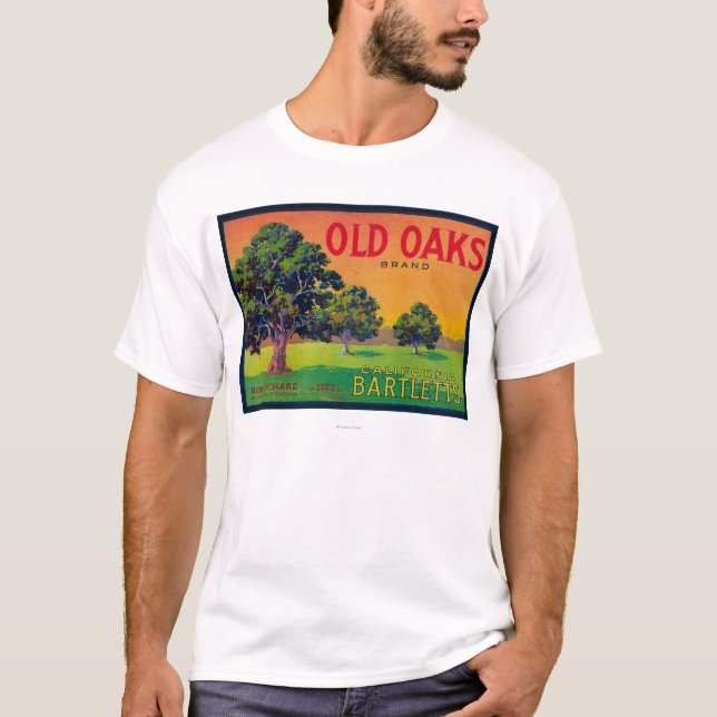 Alte Eichen-Birnen-Kiste LabelBryte, CA T-Shirt (Vorderseite)
