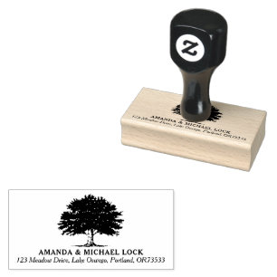 Alte Eichenbaum-Hochzeitstil-Rücksendeadresse Gummistempel