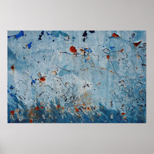 Alte Eisenoberfläche mit einem blauen Fleck, korro Poster