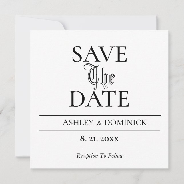 Alte Elegante Save the Date Hochzeitkarte (Vorderseite)