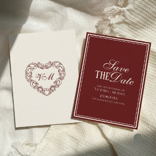 Alte Eleganz Burgund Elfenbein Luxus Hochzeit Save The Date
