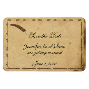 Alte Eleganz Pergament Save the Date Magnet