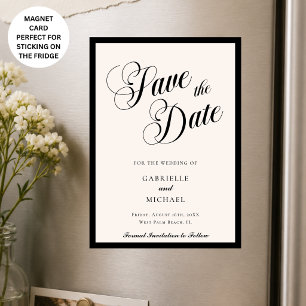 Alte Eleganz Schwarz Elfenbein Hochzeit Save the D Magneteinladung