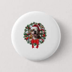 Alte englische Bulldog Weihnachtsfeier Dekoration  Button