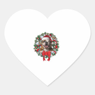 Alte englische Bulldog Weihnachtsfeier Dekoration Herz-Aufkleber