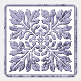 Alte englische Kachel cool verblasst blau Quadratischer Aufkleber