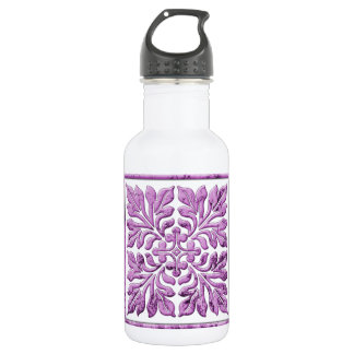 Alte englische Kachel warme zart lila Edelstahlflasche
