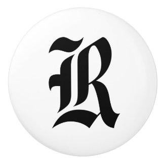 Alte englische mit Monogramm Fach-Griffe Keramikknauf