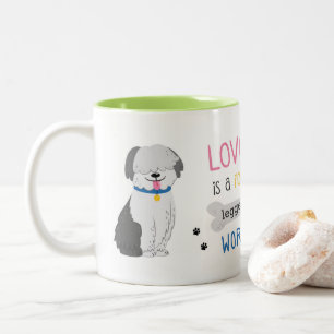 Alte englische Schäferhund-Tasse - niedliches Zweifarbige Tasse