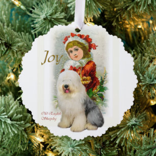 Alte Englische Schäferhund-Weihnachtsgeschenke Ornament Karte