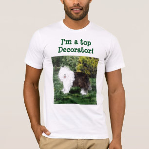 Alte englische Sheepdog-Malerei nach Maß T-Shirt