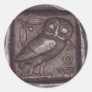 Alte Eulen-Münze Runder Aufkleber