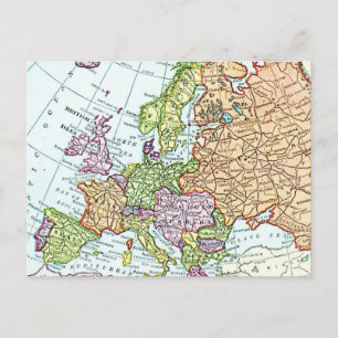 Alte Europakarte bunte Pastellfarben Postkarte