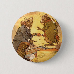 Alte Fabel von Äsop, Landmaus, Stadtmaus Button