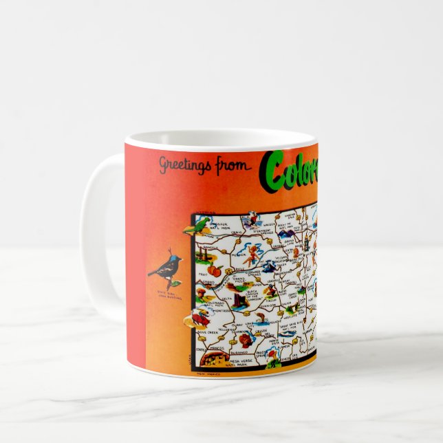 Alte farbenfrohe Tasse Colorado (Vorderseite Links)
