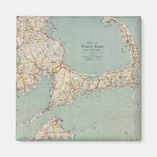 Alte Farbkarte von Cape Cod, Massachusetts Magnet
