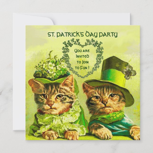 ALTE FASHION IRISH KATZEN ,ST.PATRICK'S DAY PARTY EINLADUNG (Vorderseite)