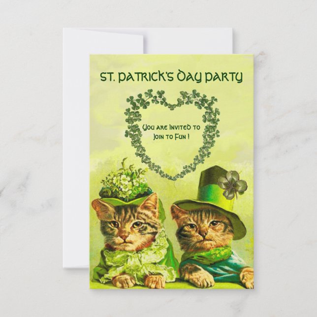 ALTE FASHION IRISH KATZEN ,ST.PATRICK'S DAY PARTY EINLADUNG (Vorderseite)