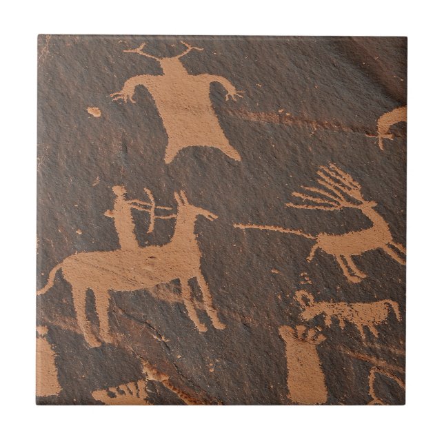 Alte Felsritzungen Newspaper Rock Native American Fliese (Vorderseite)