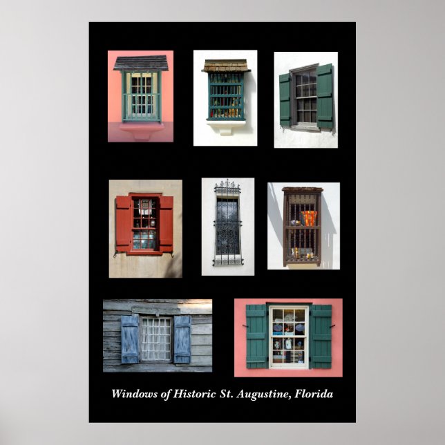 Alte Fenster des historischen St. Augustine, Flori Poster (Vorne)