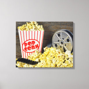 Alte Filmrolle und Popcorn Leinwanddruck