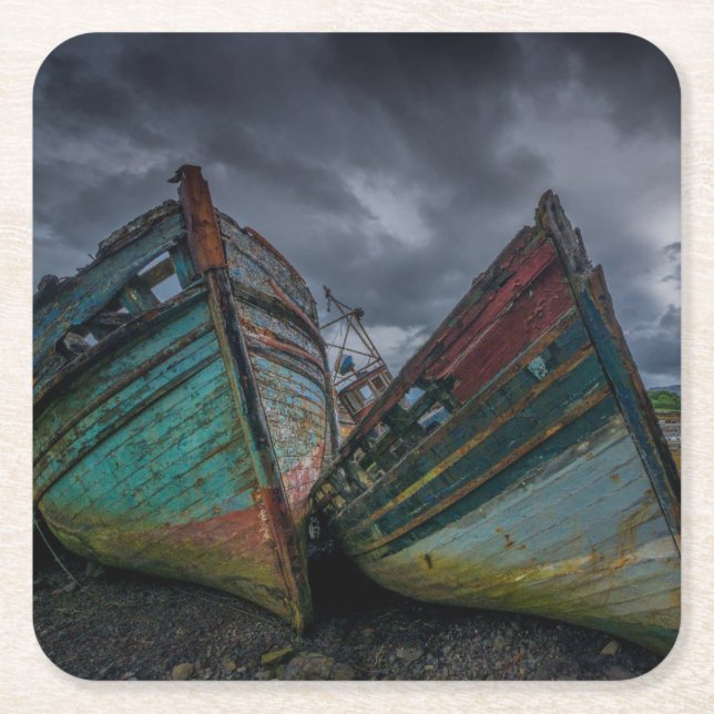 Alte Fischerboote Rechteckiger Pappuntersetzer (Vorderseite)