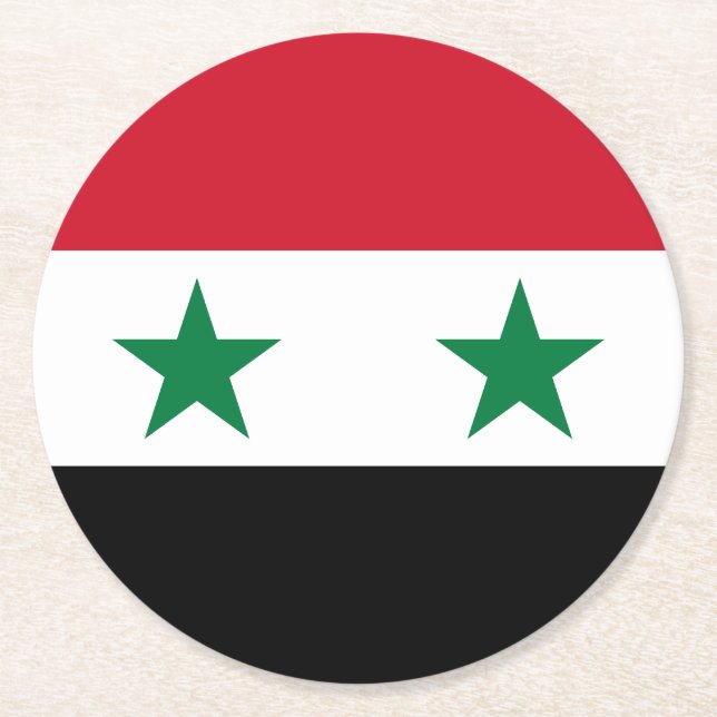 Alte Flagge Syriens Runder Pappuntersetzer (Vorderseite)