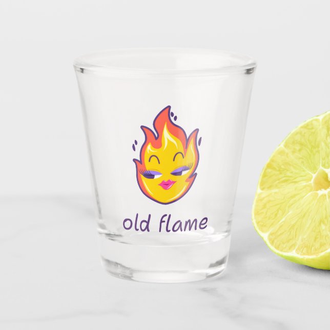 Alte Flamme Shotglas – Feuriger Weiblicher Spaß Schnapsglas (Vorderseite)