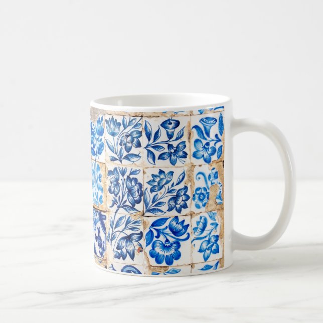 alte Fliese PO Portugals blauer Dekoration Tasse (Rechts)