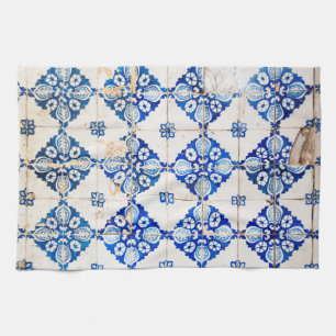 alte Fliese Portugals blauer Dekoration Küchentuch