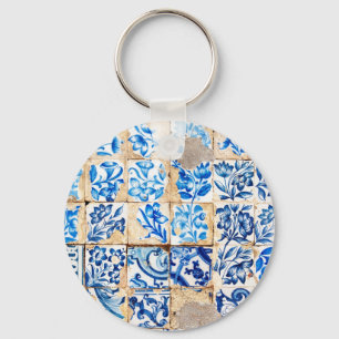 alte Fliese Portugals blauer Dekoration Schlüsselanhänger