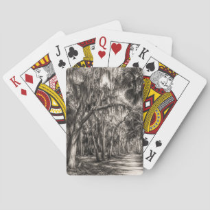 Alte Florida-Eiche-Hammock Graphit-Skizze   Rockle Spielkarten