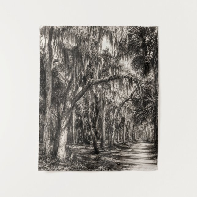Alte Florida-Eichenhammock-Graphit-Skizze | Rockle Wandteppich (Vorderseite)