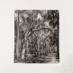 Alte Florida-Eichenhammock-Graphit-Skizze   Rockle Wandteppich
