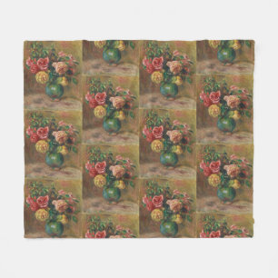 Alte französische Blumen-Ölmalerei von Renoir Fleecedecke