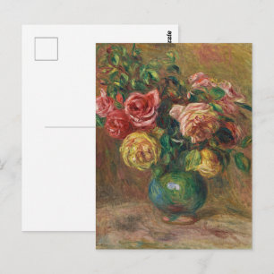 Alte französische Blumen-Ölmalerei von Renoir Postkarte