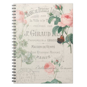 Alte Französische Redoute Rose Ephemera Notizblock