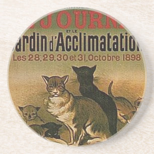 Alte französische Werbung - Katzen Sandstein Untersetzer