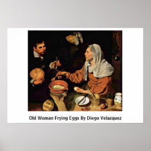 Alte Frau Brateier von Diego Velazquez Poster