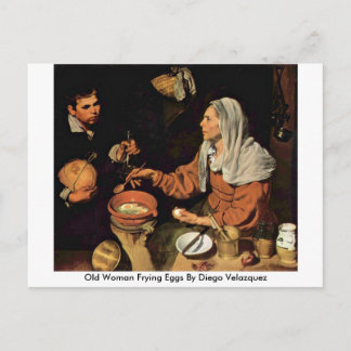 Alte Frau Brateier von Diego Velazquez Postkarte