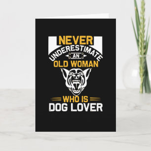 alte Frau, die Hund Lover ist Karte
