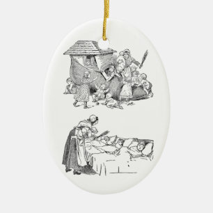 Alte Frau, die im Schuh lebt, Kinderreim Keramikornament