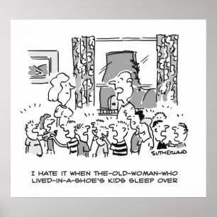 Alte Frau, die in einem Schuhkinderleepover lebte Poster