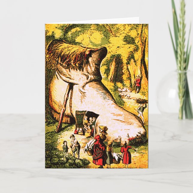 Alte Frau, die in einer Schuhgrüßkarte lebte Karte (Vorderseite)