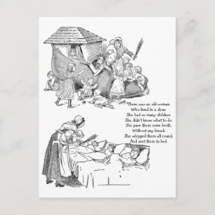 Alte Frau lebt im Rhym des Schuhs Kinderzimmer Postkarte