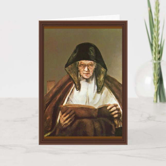 Alte Frau lesen, von Rembrandt Harmensz. Van Karte (Vorderseite)